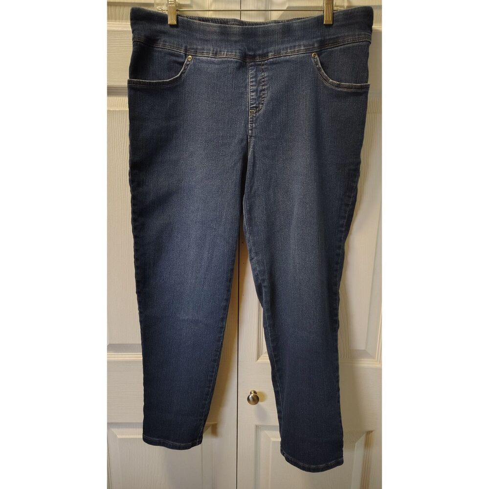 Terra & Sky High Rise Pull On Jeans Women's Size 0X 14W Petite Blue Leggings